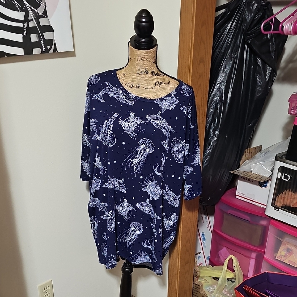LuLaRoe Navy Blue Jellyfish Tunic